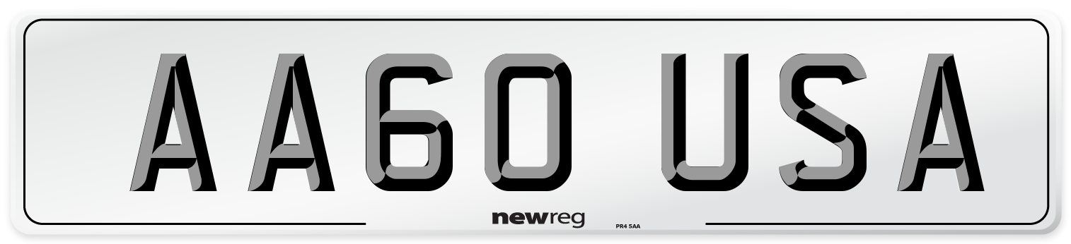 AA60 USA Number Plate from New Reg